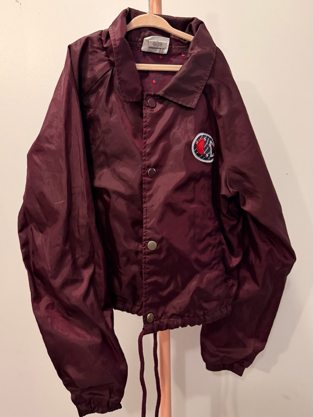 Champion Maroon Bomber Jacket with Patch Detail